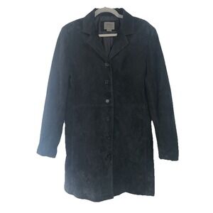 VTG Outfit JPR 100% Leather Jacket Coat Women's‎ 10 Black Suede Button Pockets